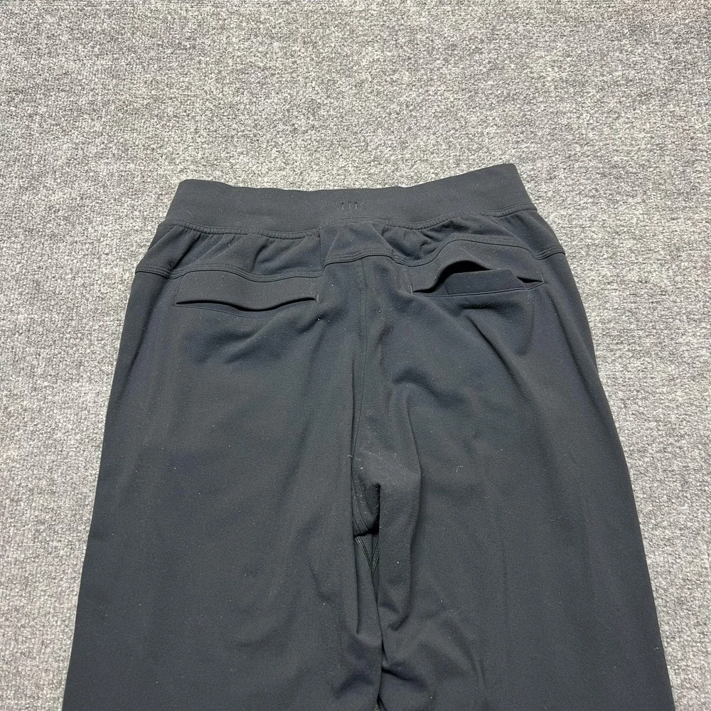 Lululemon Track Pants Mens M Black Jersey Nylon Elastic Waist Zip Pockets Gym